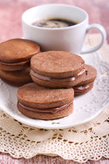 Chocolate cream sandwich biscuits