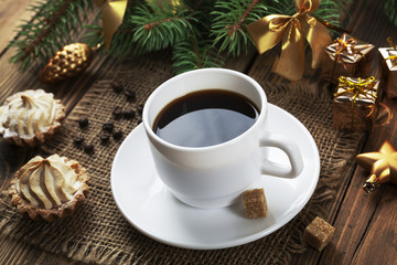 Сake and cup of coffee