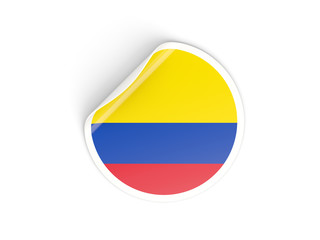 Obraz premium Round sticker with flag of colombia