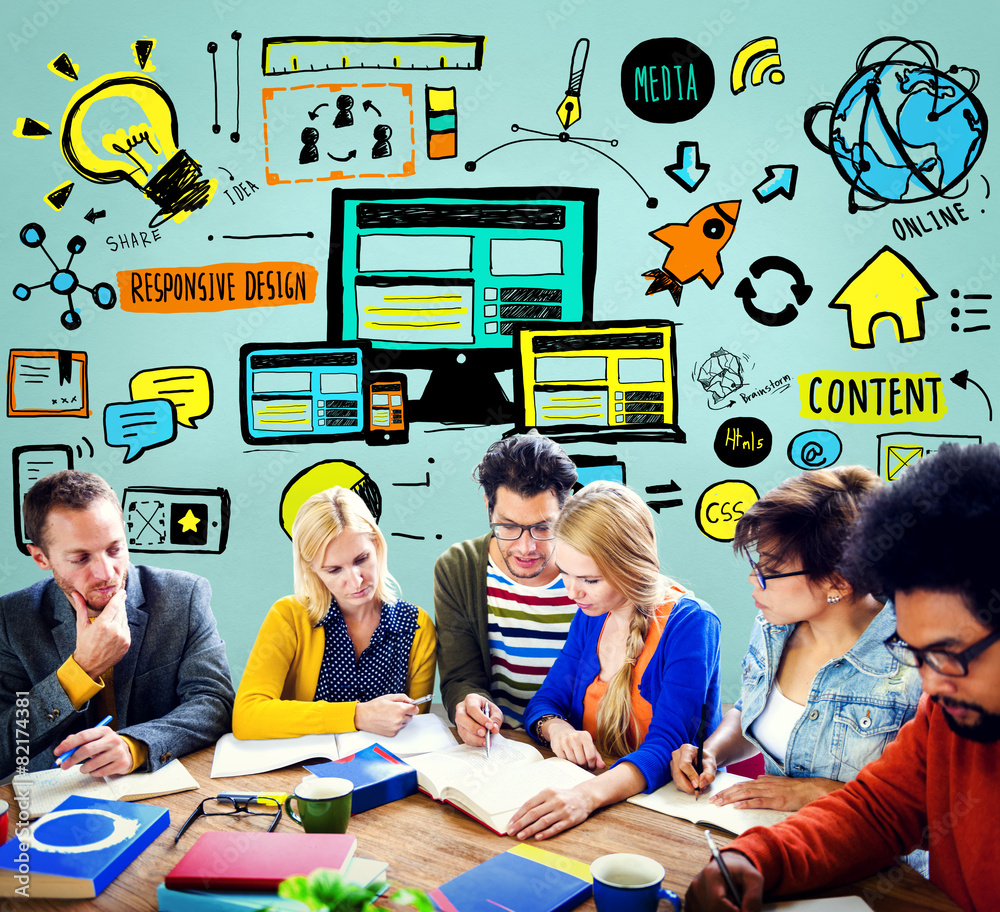 Poster responsive design responsive quality content share concept