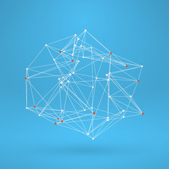 Wireframe Polygonal Element. Abstract 3D Object with Thin Lines