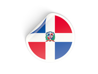 Round sticker with flag of dominican republic