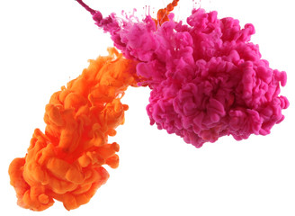 Acrylic colors and ink in water. Abstract background.