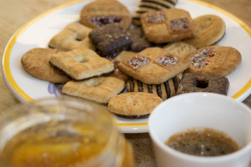 coffee break with coffee and dry pastries