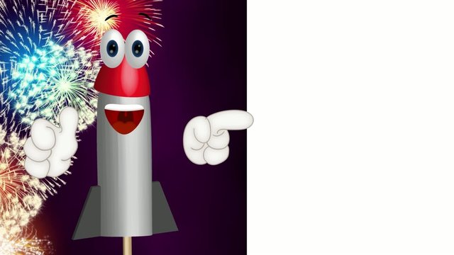 Funny Cartoon Rocket Fireworks Comic Hands