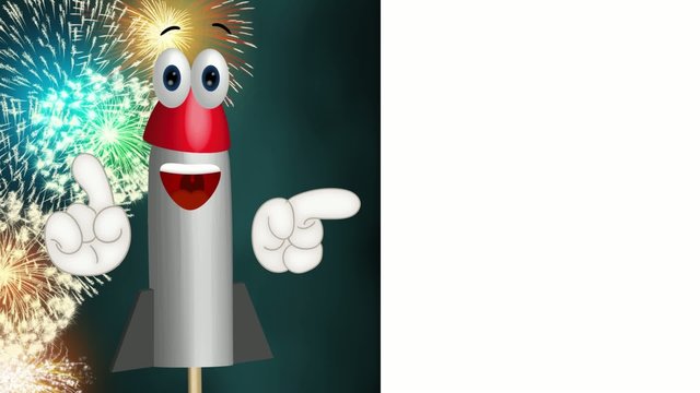 Funny Cartoon Rocket Fireworks Comic Hands