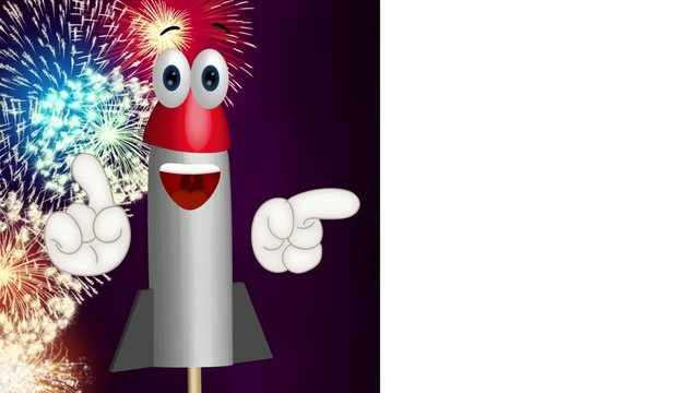 Funny Cartoon Rocket Fireworks Comic Hands