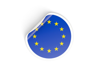 Round sticker with flag of european union