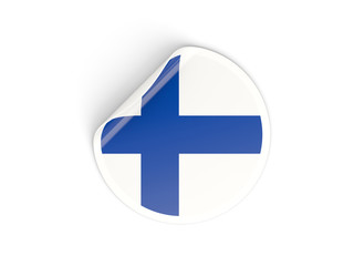 Fototapeta premium Round sticker with flag of finland