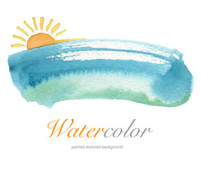 Summer watercolor hand painted background. Textured paper.