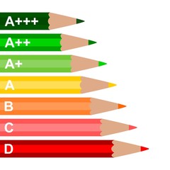 Energy Efficiency Rating Wooden Pencil - illustration