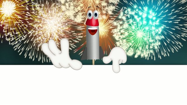 Funny Cartoon Rocket Fireworks Comic Hands
