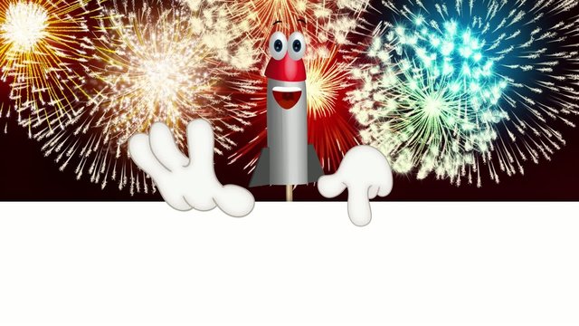 Funny Cartoon Rocket Fireworks Comic Hands