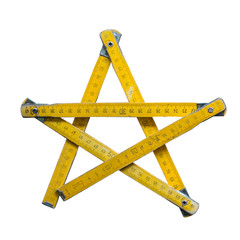 Old carpentry ruler star isolated on white background