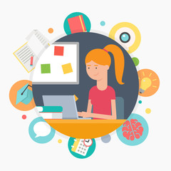 Online education, e-learning concept, vector illustration