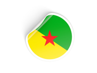 Round sticker with flag of french guiana