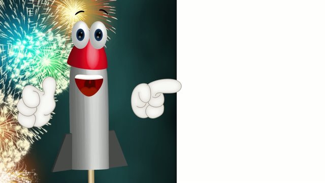 Funny Cartoon Rocket Fireworks Comic Hands
