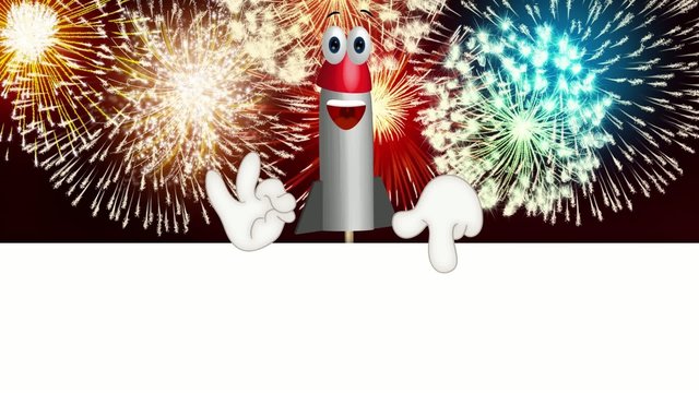Funny Cartoon Rocket Fireworks Comic Hands
