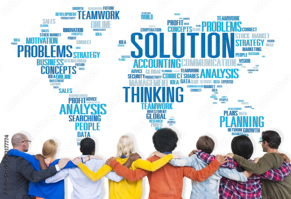 Poster solution solve problem strategy vision decision concept