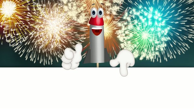 Funny Cartoon Rocket Fireworks Comic Hands