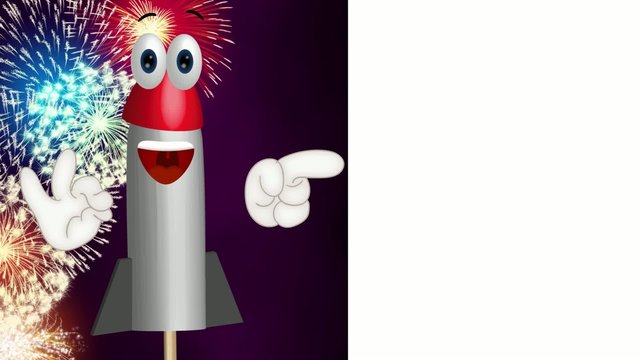 Funny Cartoon Rocket Fireworks Comic Hands