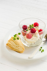 Cottage cheese with raspberry