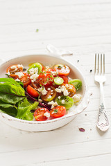Fresh salad with tomatoes and cheese
