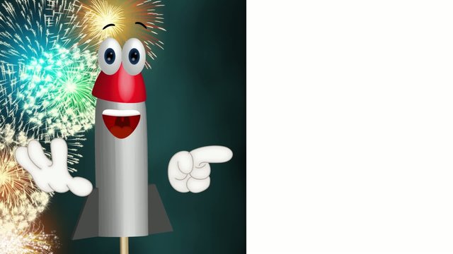 Funny Cartoon Rocket Fireworks Comic Hands