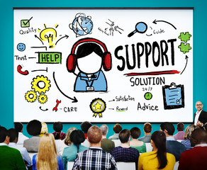 Support Solution Advice Help Quality Care Team Concept