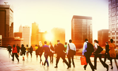 Obraz premium Commuter Business District Walking Corporate Cityscape Concept