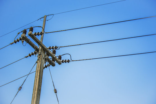 Electric Post And Blue Sky