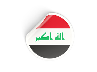 Round sticker with flag of iraq