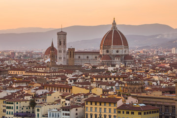 The sunset of Duomo in Florence, Italy