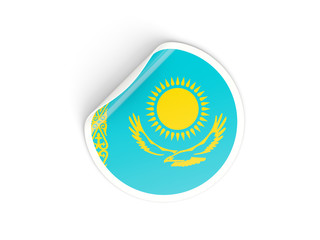 Round sticker with flag of kazakhstan