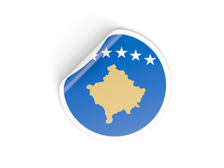 Round sticker with flag of kosovo