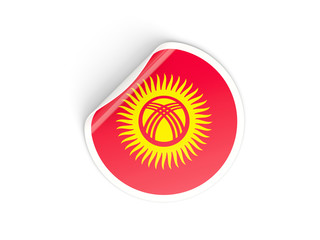 Round sticker with flag of kyrgyzstan