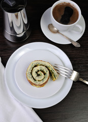 slice of omelets with herbs for breakfast