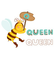 animal alphabet q with queen bee