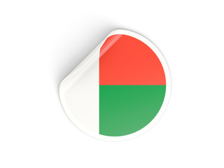 Round sticker with flag of madagascar