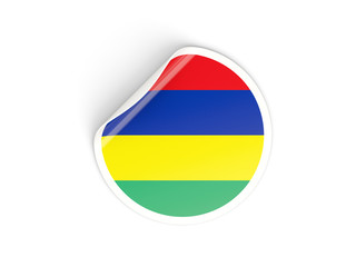 Round sticker with flag of mauritius