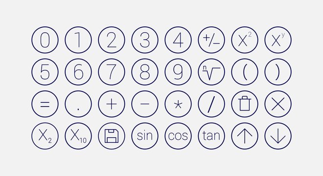 modern mathematics line icon set