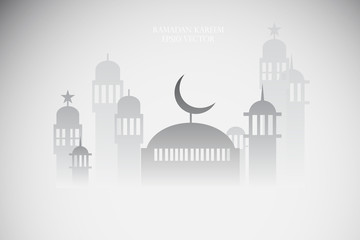 Abstract view of Mosque or Masjid with shadow, paper design, vec