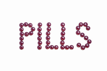 Pills written with purple pills