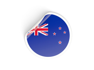 Round sticker with flag of new zealand