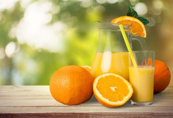 Juice. Oranges, Juice and Leafs