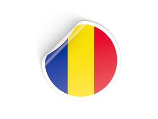 Round sticker with flag of romania