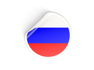 Round sticker with flag of russia