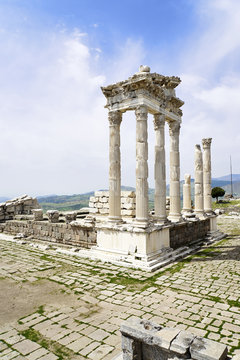 Temple of Trajan in the ancient city of Pergamon, Bergama, Turke