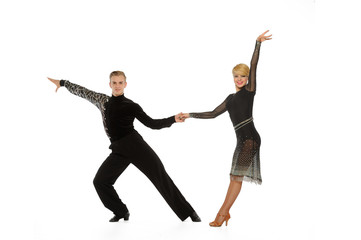 Fototapeta na wymiar beautiful couple in the active ballroom dance