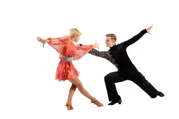 Fotobehang beautiful couple in the active ballroom dance © catalineremia